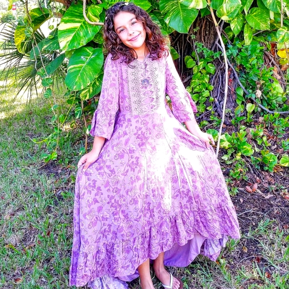 Mid Skeeve Lilac Floral Dress